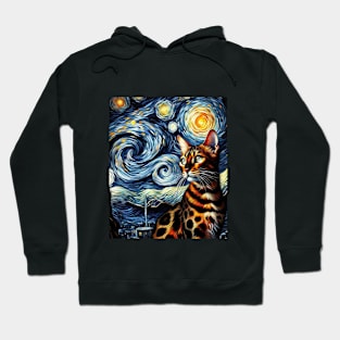 Starry Night Style Bengal Cat Breed Painting T-Shirt Hoodie